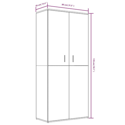 Shoe Cabinet Smoked Oak Tall & Skinny 7 Compartments
