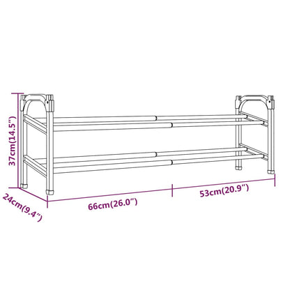 Shoe Rack Black and Silver Aluminum 2 Tiers