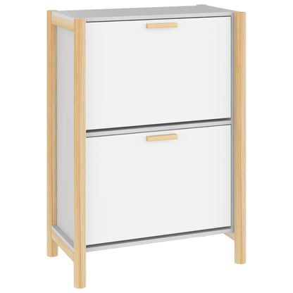 Shoe Cabinet Natural Solid Pine Medium 2 Drop-Down Drawers