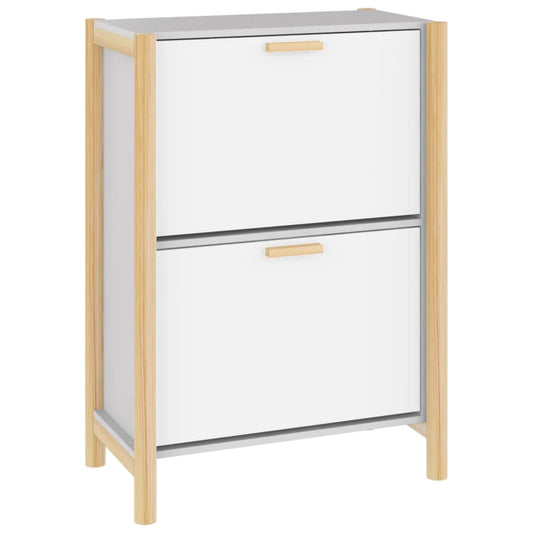 Shoe Cabinet Natural Solid Pine Medium 2 Drop-Down Drawers