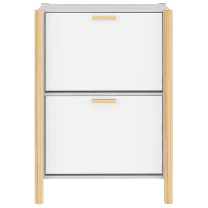 Shoe Cabinet Natural Solid Pine Medium 2 Drop-Down Drawers