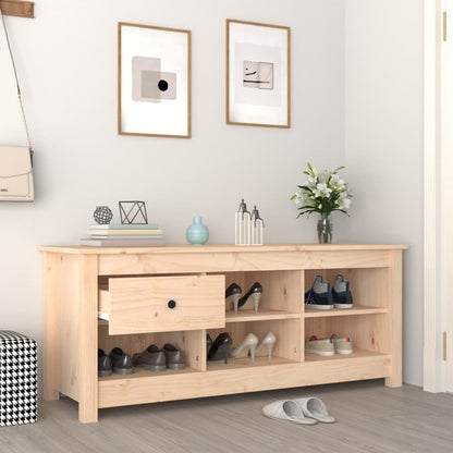 Shoe Cabinet Natural Solid Pine Wide & Deep 6 Compartments