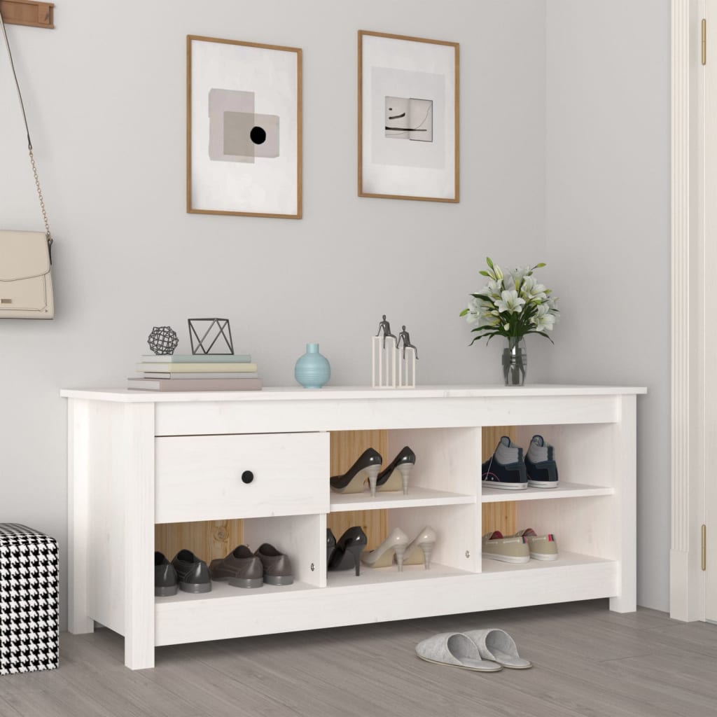 Shoe Cabinet Natural Solid Pine Wide & Deep 6 Compartments