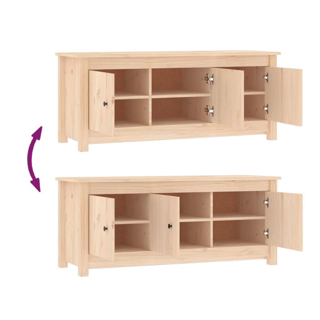 Shoe Cabinet Natural Solid Pine Wide & Deep 3 Compartments