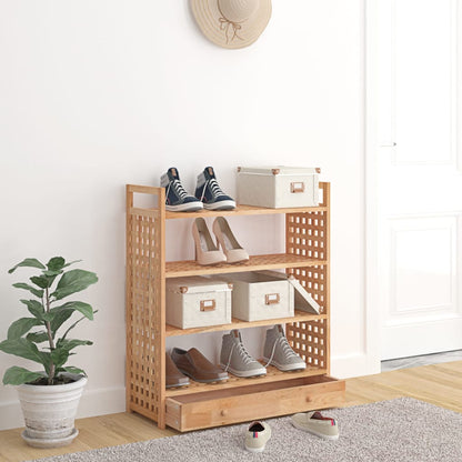 Shoe Rack Solid Walnut 4 Tiers