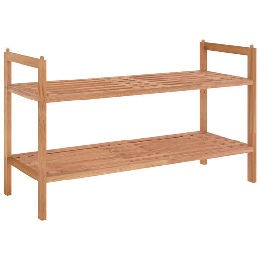 Shoe Rack Solid Walnut 2 Tiers