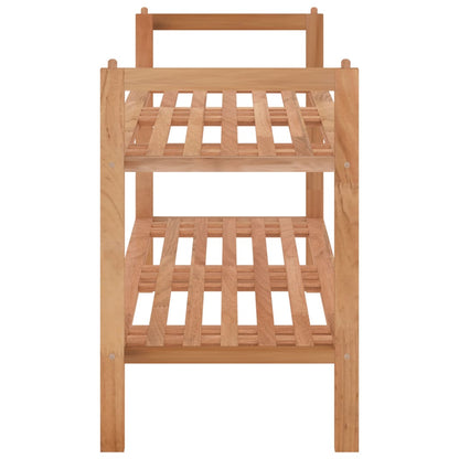 Shoe Rack Solid Walnut 2 Tiers