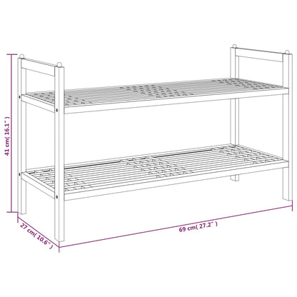 Shoe Rack Solid Walnut 2 Tiers