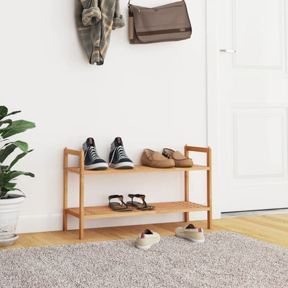 Shoe Rack Solid Walnut 2 Tiers