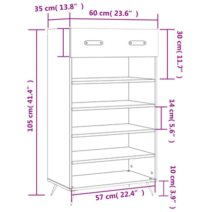 Luxo Shoe Cabinet Solid Oak 6 Compartments Tall & Metal Feet