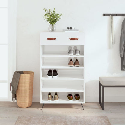 Luxo Shoe Cabinet Solid Oak 6 Compartments Tall & Metal Feet