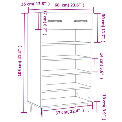 Luxo Shoe Cabinet Solid Oak 6 Compartments Tall & Metal Feet