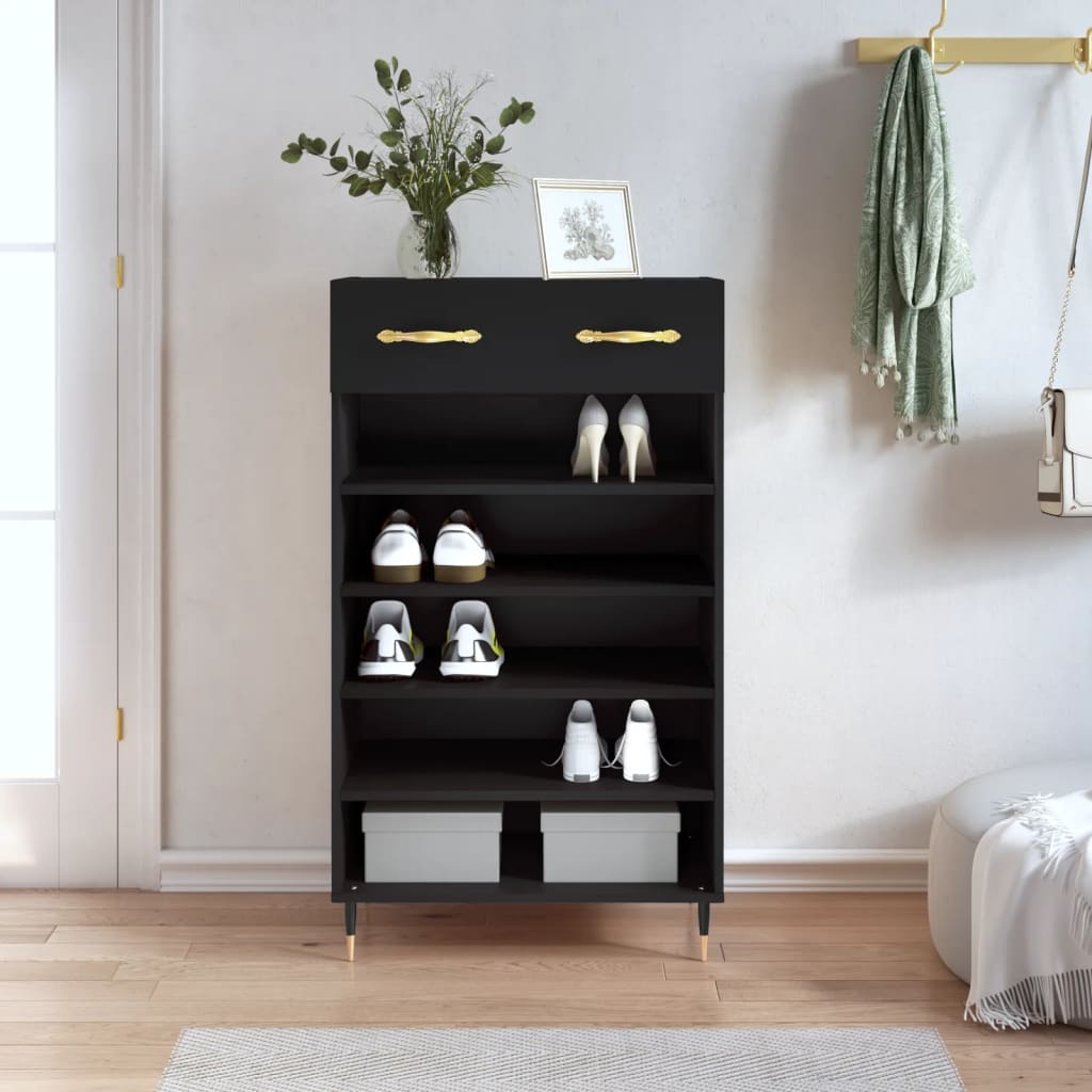 Luxo Shoe Cabinet Solid Oak 6 Compartments Tall & Metal Feet
