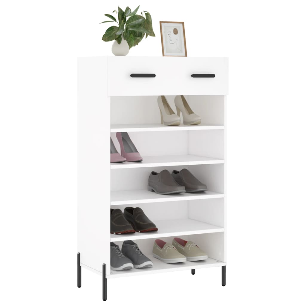 Luxo Shoe Cabinet Solid Oak 6 Compartments Tall & Metal Feet