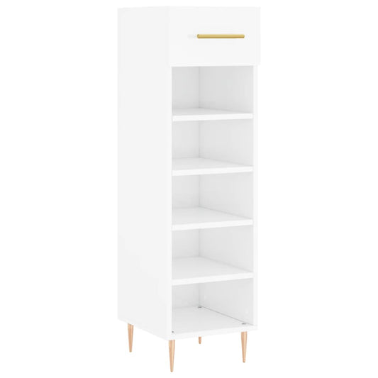 Luxo Shoe Cabinet Solid Oak 5 Compartments Tall & Skinny & Metal Feet