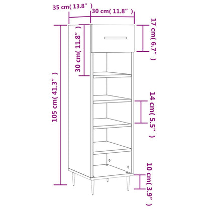 Luxo Shoe Cabinet Solid Oak 5 Compartments Tall & Skinny & Metal Feet