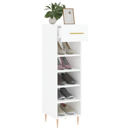 Luxo Shoe Cabinet Solid Oak 5 Compartments Tall & Skinny & Metal Feet
