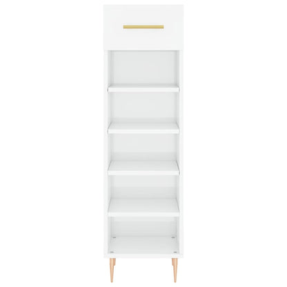 Luxo Shoe Cabinet Solid Oak 5 Compartments Tall & Skinny & Metal Feet
