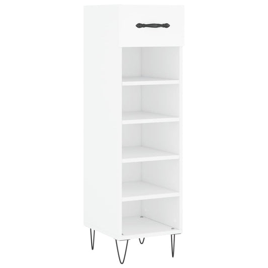 Luxo Shoe Cabinet Solid Oak 5 Compartments Tall & Skinny & Metal Feet