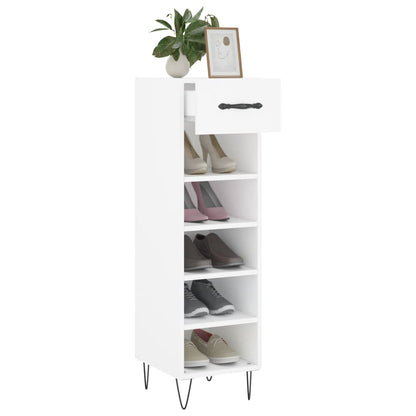 Luxo Shoe Cabinet Solid Oak 5 Compartments Tall & Skinny & Metal Feet