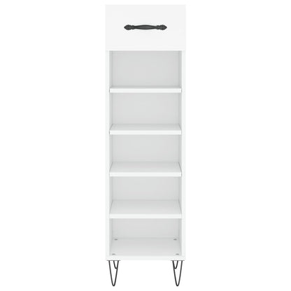 Luxo Shoe Cabinet Solid Oak 5 Compartments Tall & Skinny & Metal Feet
