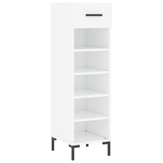 Luxo Shoe Cabinet Solid Oak 5 Compartments Tall & Skinny & Metal Feet