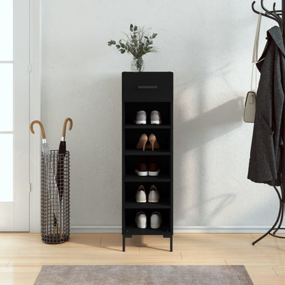 Luxo Shoe Cabinet Solid Oak 5 Compartments Tall & Skinny & Metal Feet