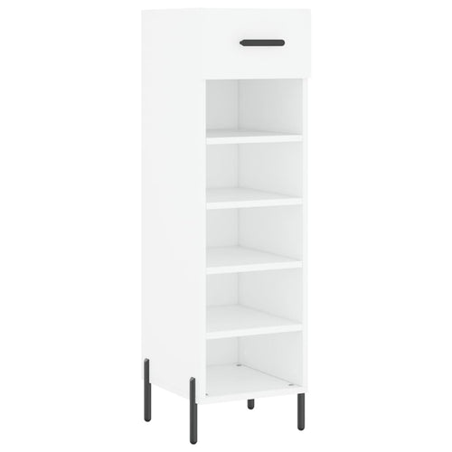 Luxo Shoe Cabinet Solid Oak 5 Compartments Tall & Skinny & Metal Feet