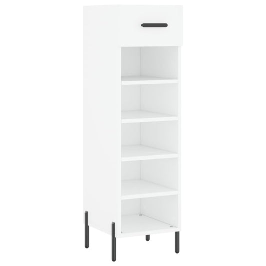 Luxo Shoe Cabinet Solid Oak 5 Compartments Tall & Skinny & Metal Feet