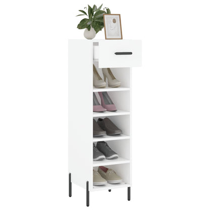 Luxo Shoe Cabinet Solid Oak 5 Compartments Tall & Skinny & Metal Feet