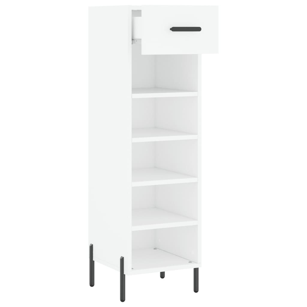 Luxo Shoe Cabinet Solid Oak 5 Compartments Tall & Skinny & Metal Feet