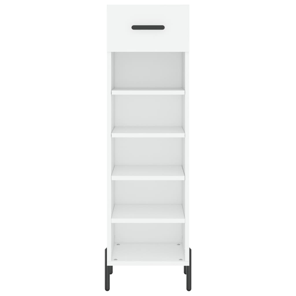 Luxo Shoe Cabinet Solid Oak 5 Compartments Tall & Skinny & Metal Feet