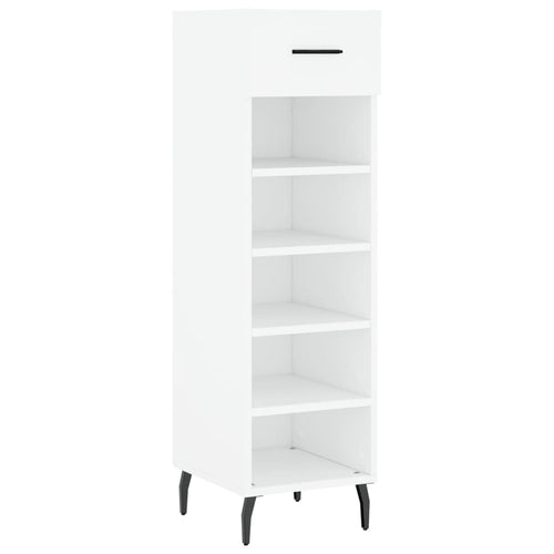 Luxo Shoe Cabinet Solid Oak 5 Compartments Tall & Skinny & Metal Feet