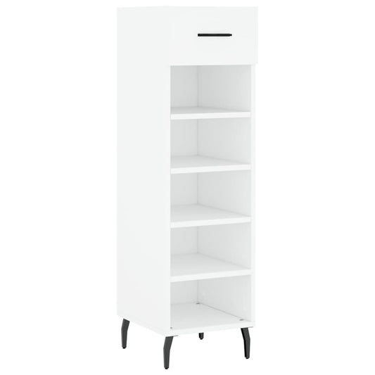 Luxo Shoe Cabinet Solid Oak 5 Compartments Tall & Skinny & Metal Feet