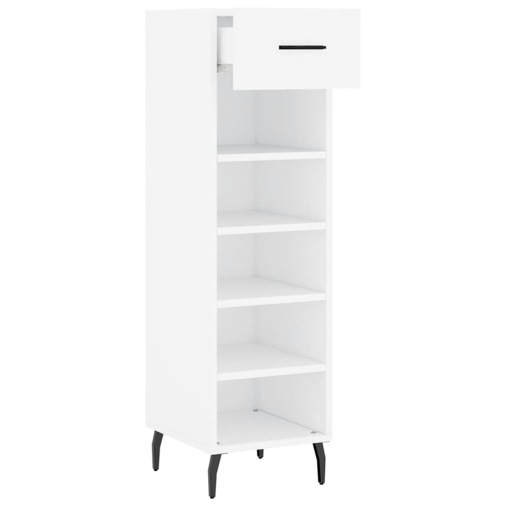 Luxo Shoe Cabinet Solid Oak 5 Compartments Tall & Skinny & Metal Feet
