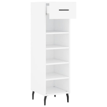 Luxo Shoe Cabinet Solid Oak 5 Compartments Tall & Skinny & Metal Feet