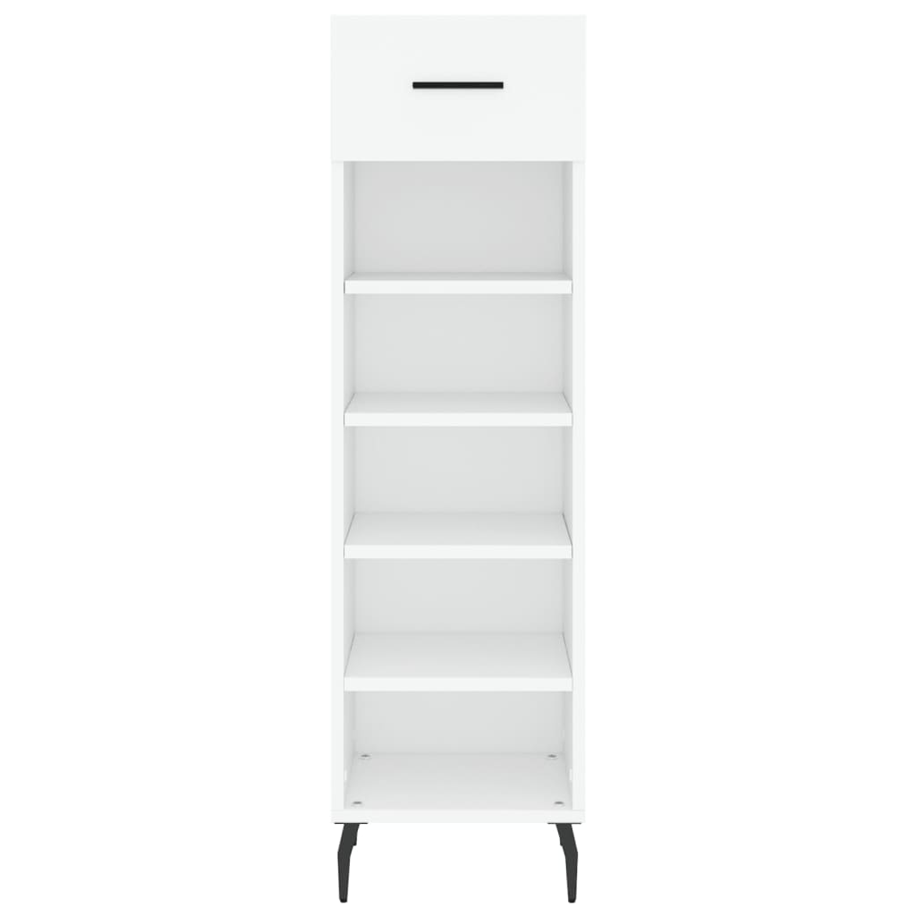 Luxo Shoe Cabinet Solid Oak 5 Compartments Tall & Skinny & Metal Feet
