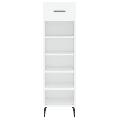 Luxo Shoe Cabinet Solid Oak 5 Compartments Tall & Skinny & Metal Feet