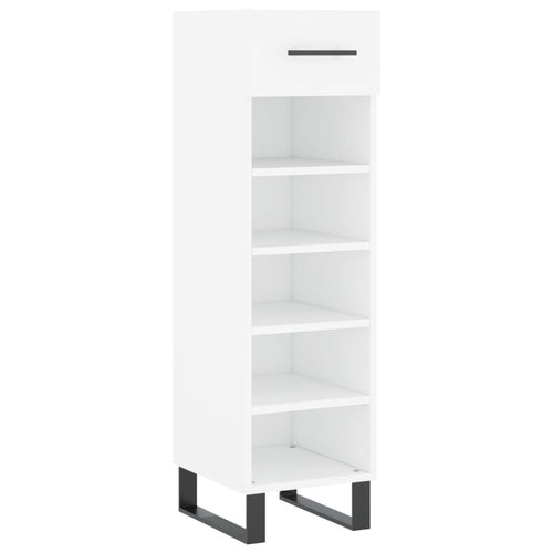Luxo Shoe Cabinet Solid Oak 5 Compartments Tall & Skinny & Metal Feet