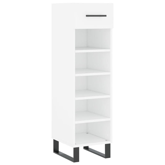 Luxo Shoe Cabinet Solid Oak 5 Compartments Tall & Skinny & Metal Feet