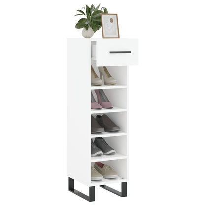 Luxo Shoe Cabinet Solid Oak 5 Compartments Tall & Skinny & Metal Feet