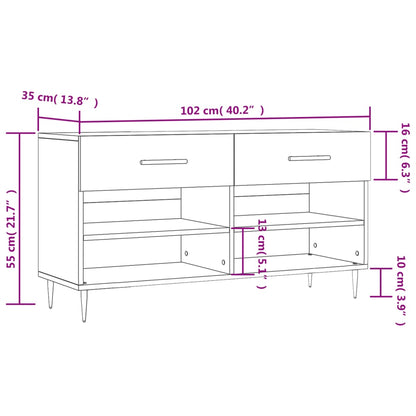 Luxo Shoe Cabinet Solid Oak 6 Compartments Rectangular & Metal Feet