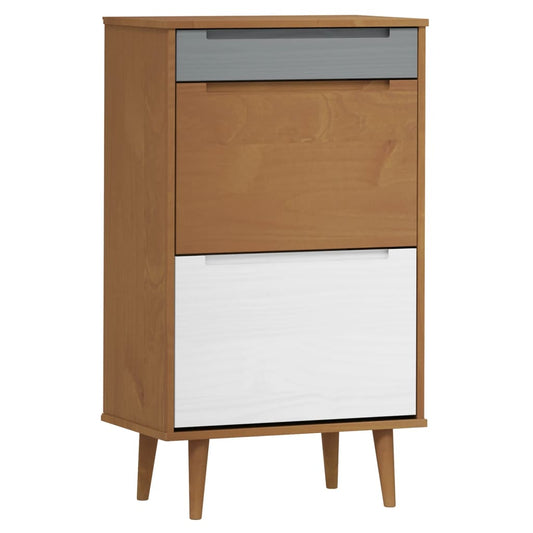 Shoe Cabinet Solid Pine Rectangular 3 Drawers
