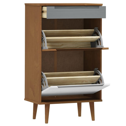 Shoe Cabinet Solid Pine Rectangular 3 Drawers