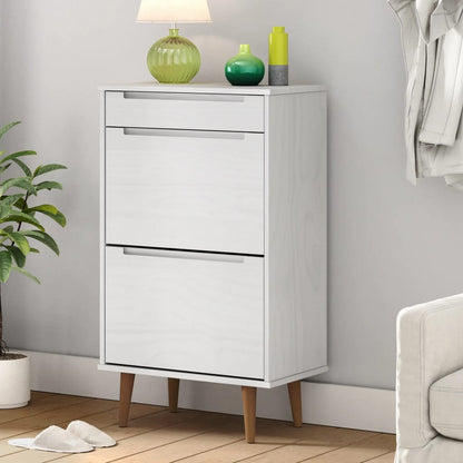 Shoe Cabinet Solid Pine Rectangular 3 Drawers