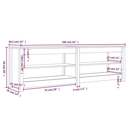 Luxo Shoe Bench Solid Pine 4 Compartments Wide & Deep