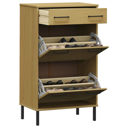 Shoe Cabinet Honey Wax Pine 3 Drawers Rectangular