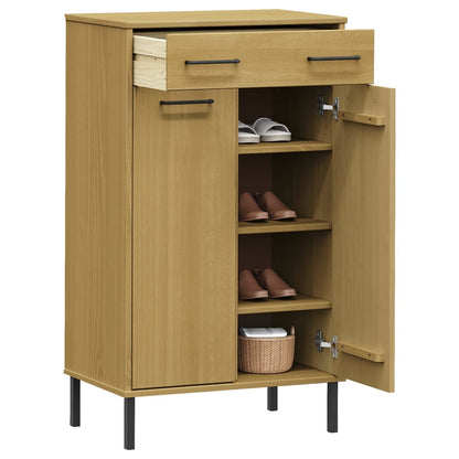 Shoe Cabinet Honey Wax Pine 4 Compartments Rectangular