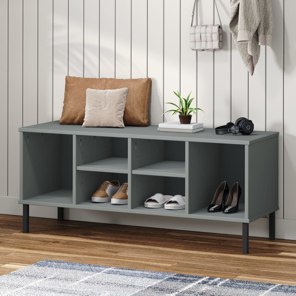 Shoe Rack Solid Pine & Metal Wide & Deep 6 Compartments