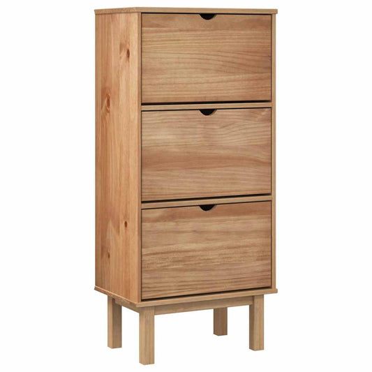 Shoe Cabinet Honey Wax Pine 3 Compartments Rectangular